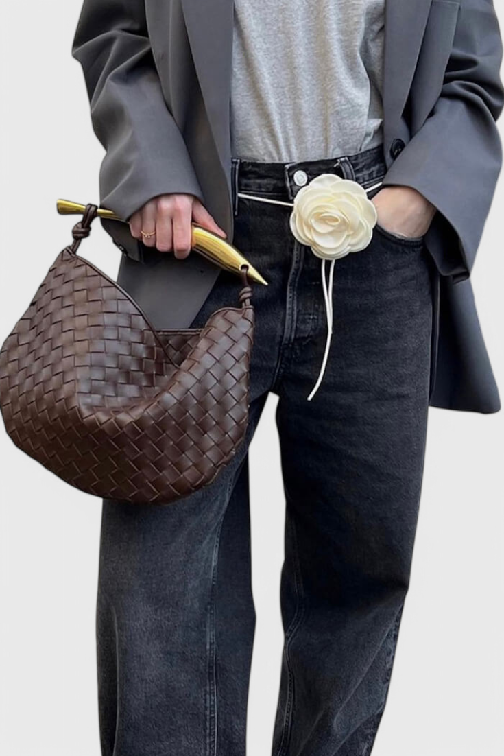 BOLSO TEJIDO ASA DORADA
