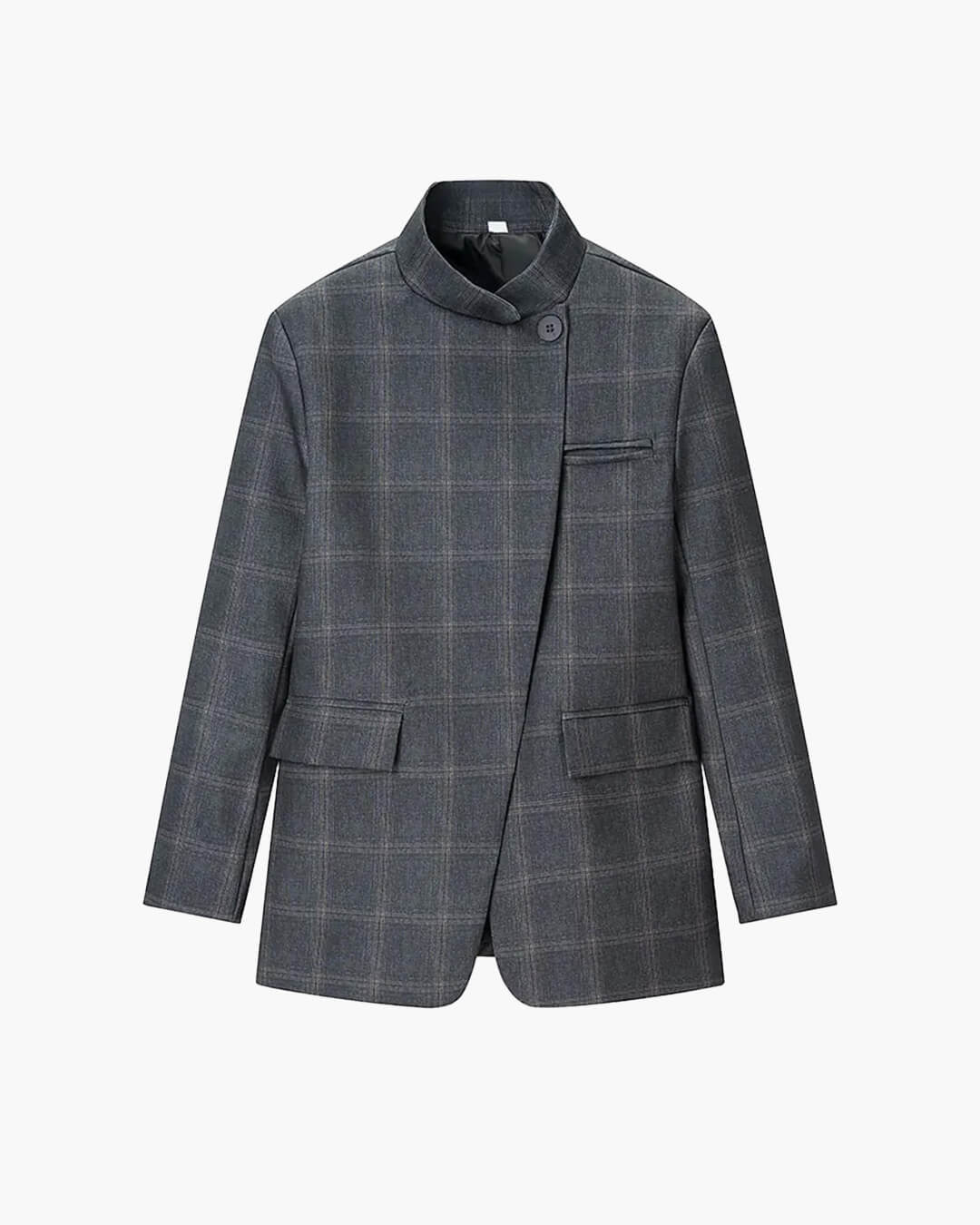 Aerona blazer de cuadros con cuello mao