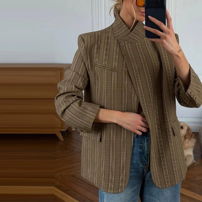 Chaqueta de traje de rayas con cuello alto Willow