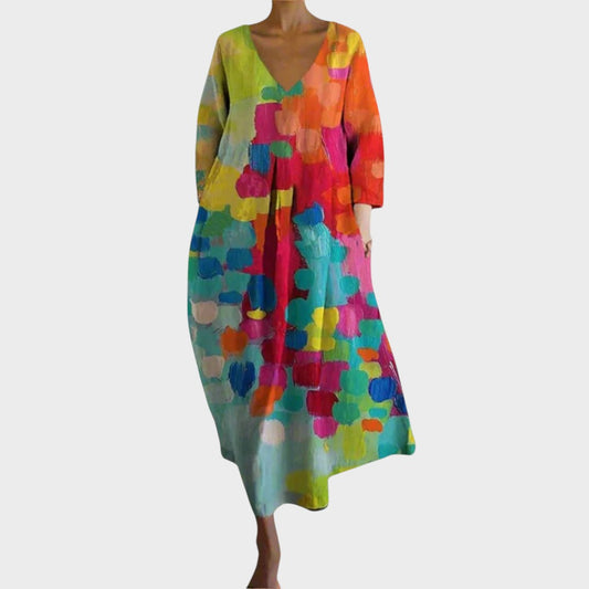 Ursina | Vestido Colorido Con Cuello En V