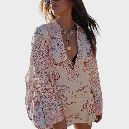 Arial | Conjunto de Camisa Y Pantalones Cortos Con Cullo En V