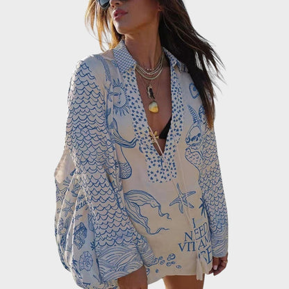 Arial | Conjunto de Camisa Y Pantalones Cortos Con Cullo En V