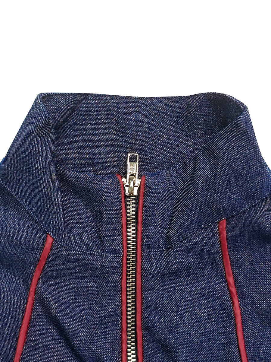 Mono de Pierna Ancha con Manga Larga, Cuello Alto y Cremallera