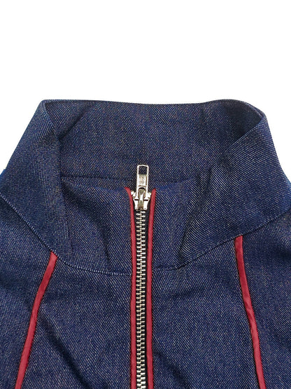 Mono de Pierna Ancha con Manga Larga, Cuello Alto y Cremallera