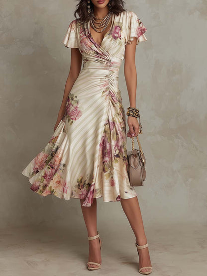 Alba | Vestido midi satinado floral