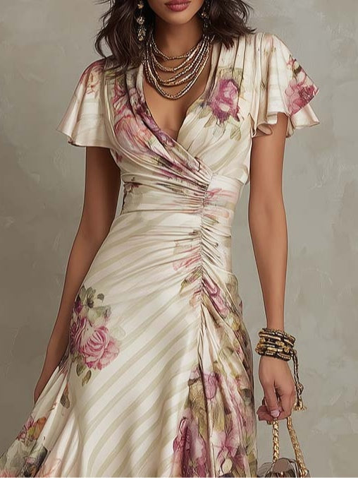 Alba | Vestido midi satinado floral
