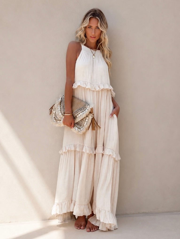VESTIDO LARGO VOLANTES
