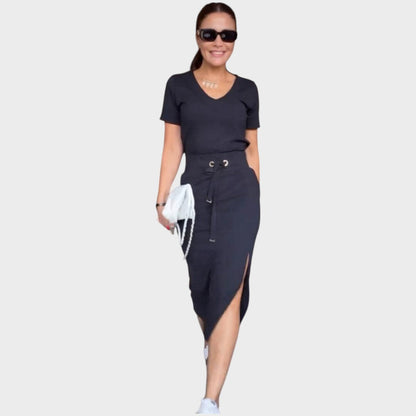 Aria | Elegante Top Con Escote En V Y Falda