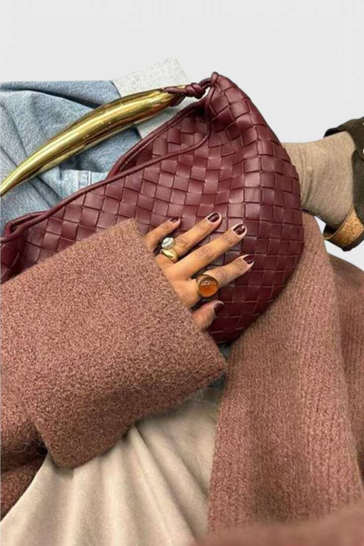 BOLSO TEJIDO ASA DORADA