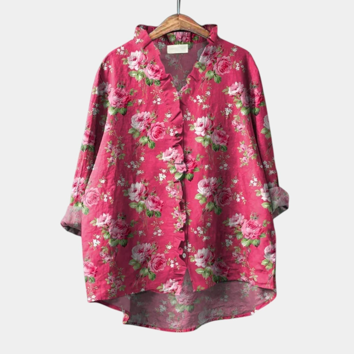 Ameilia | Blusa con estampado de rosas en fucsia