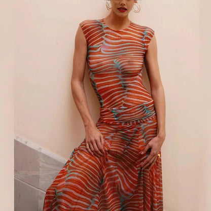 Conjunto de Body y Falda de Punto Ripple Glow