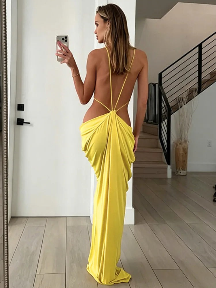 NORVALEN | VESTIDO LONGO COSTAS NUAS COM RECORTES
