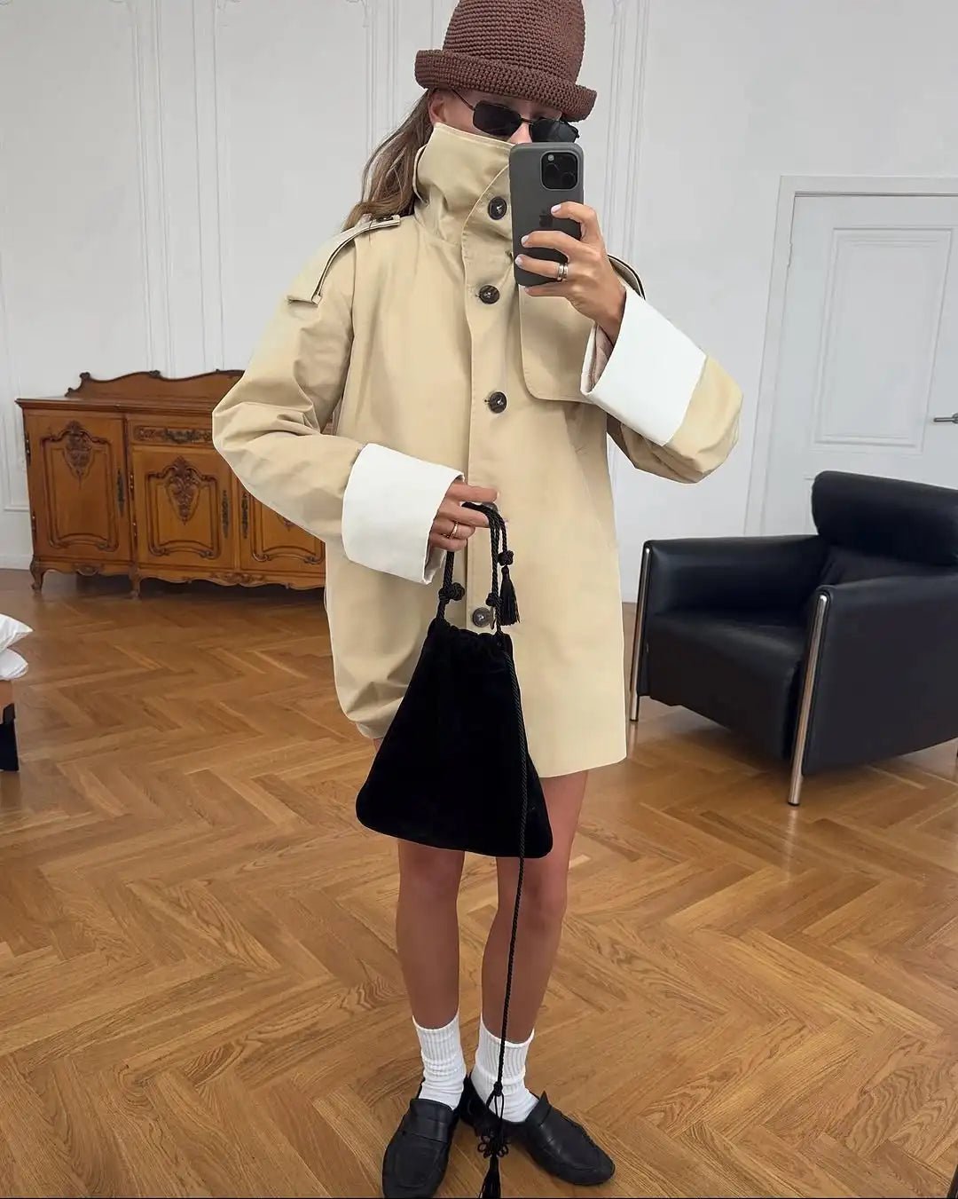 Gabardina con Puños en Contraste Brenda