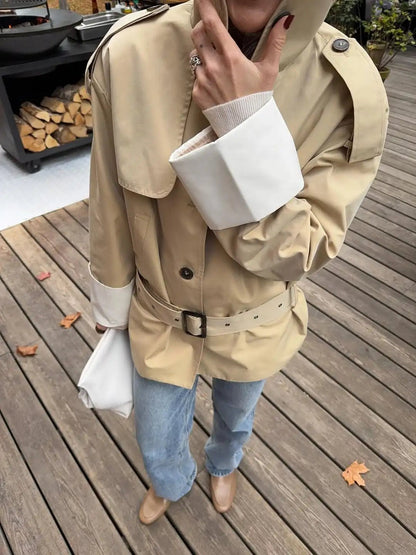 Gabardina con Puños en Contraste Brenda
