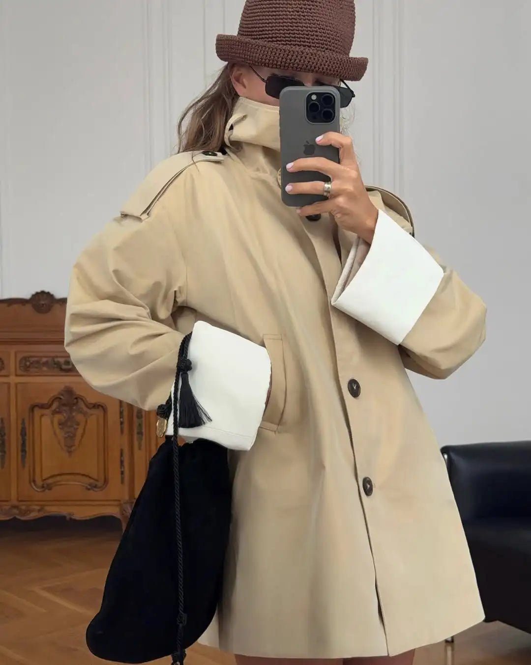 Gabardina con Puños en Contraste Brenda