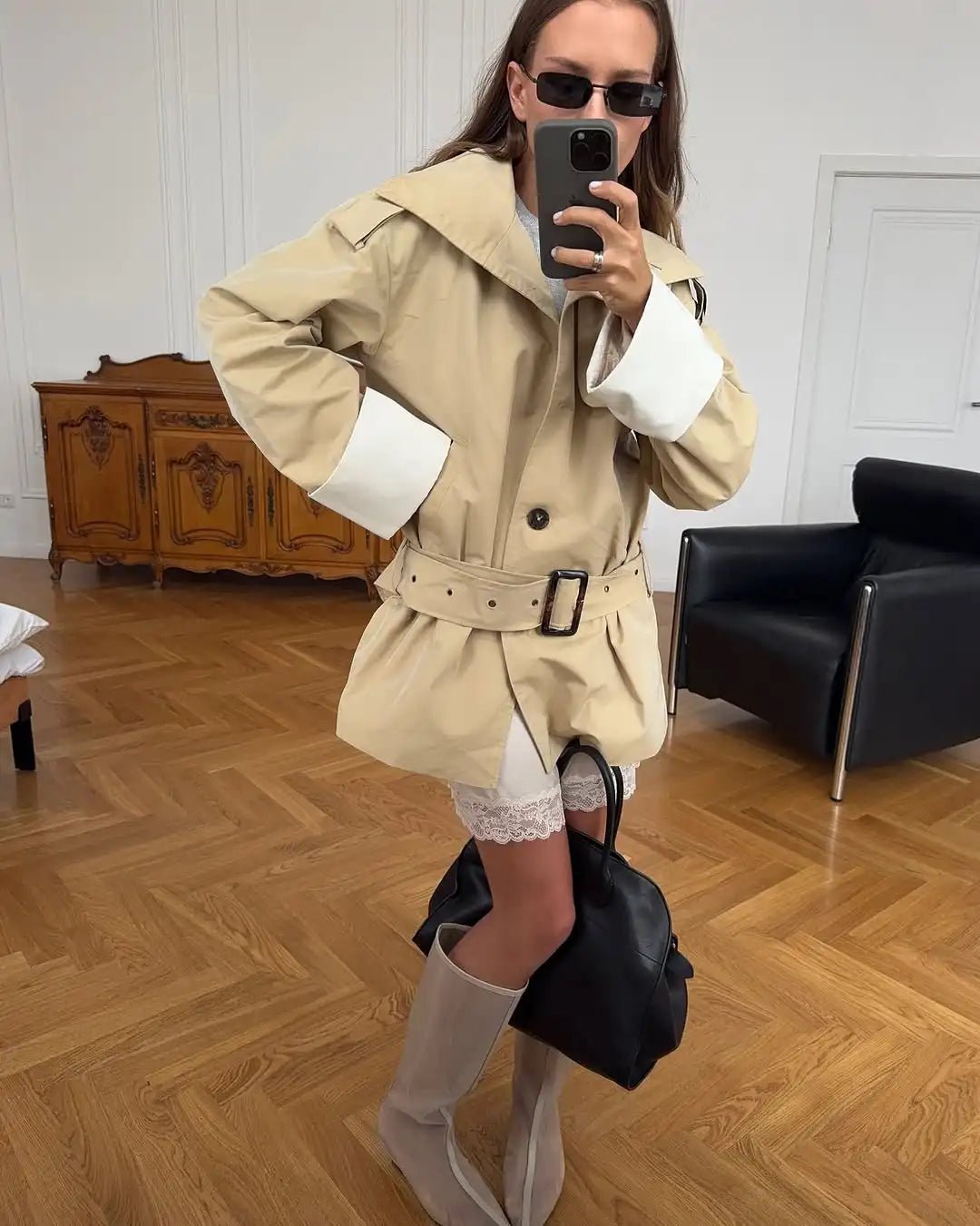 Gabardina con Puños en Contraste Brenda