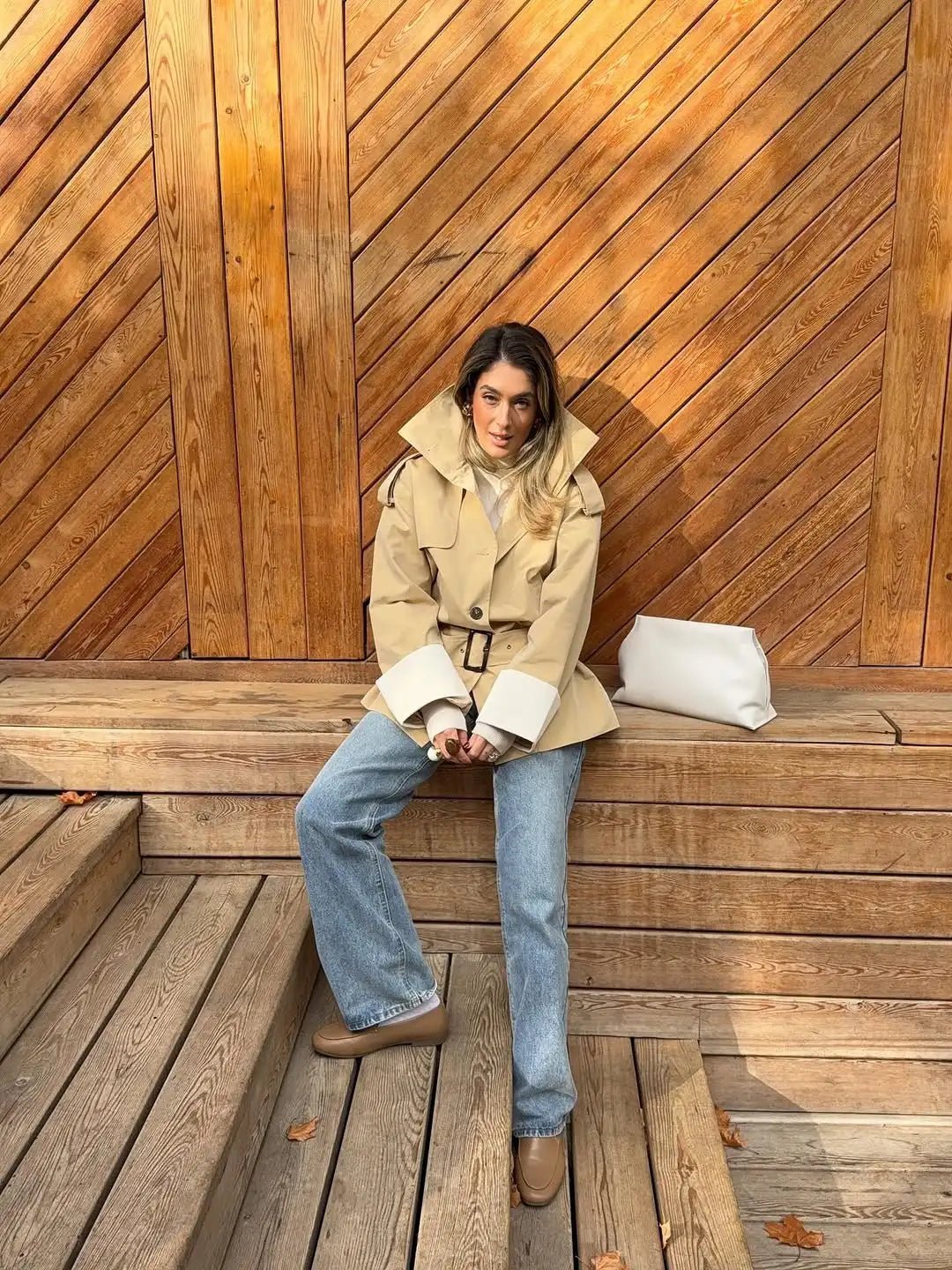 Gabardina con Puños en Contraste Brenda