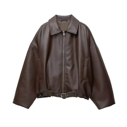 Chaqueta Carine de Cuero sintético Estilo Moto