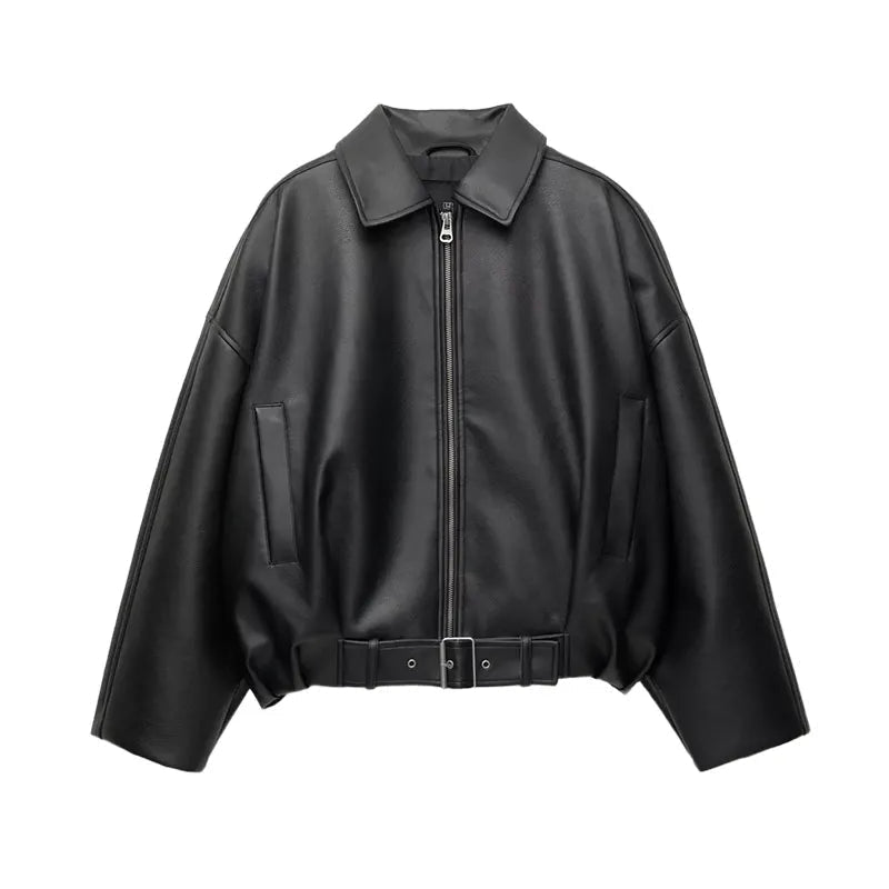 Chaqueta Carine de Cuero sintético Estilo Moto