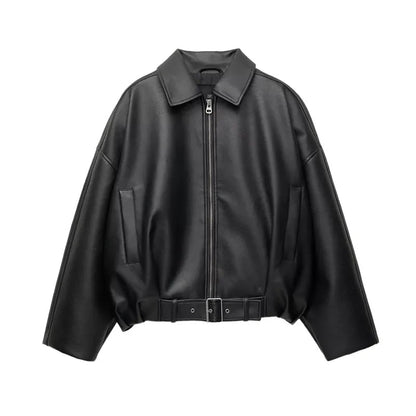Chaqueta Carine de Cuero sintético Estilo Moto