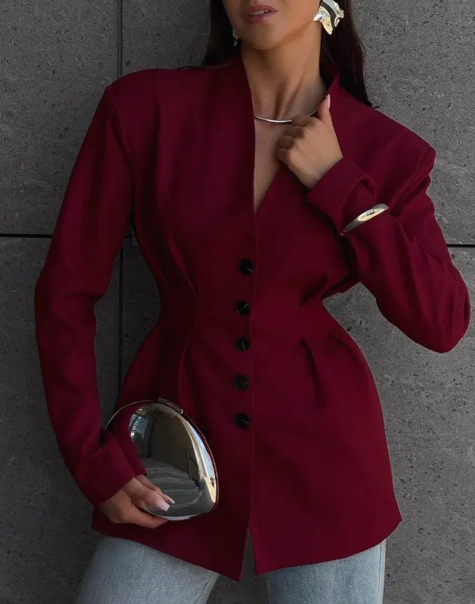 Blazer Daniela Sin Cuello con Cintura Ajustada