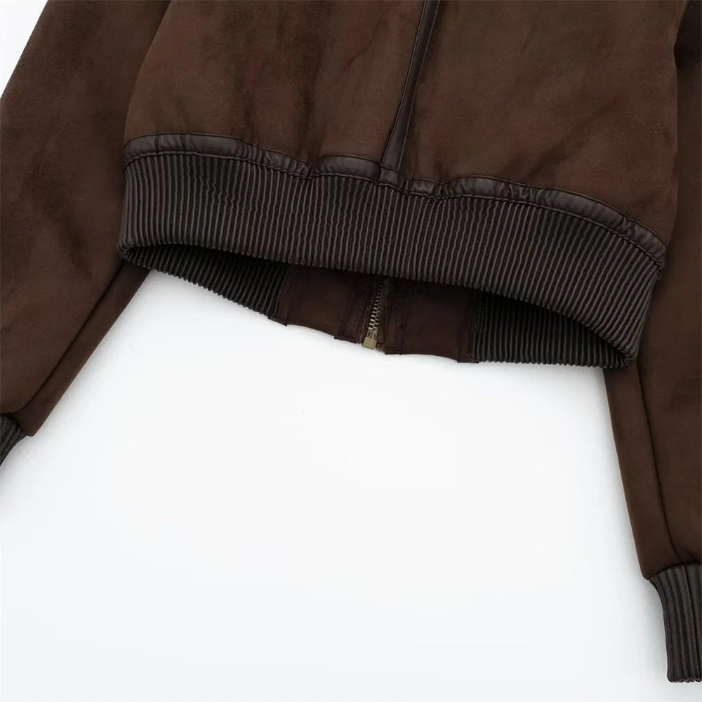 Cazadora bomber corta de ante sintético Esme