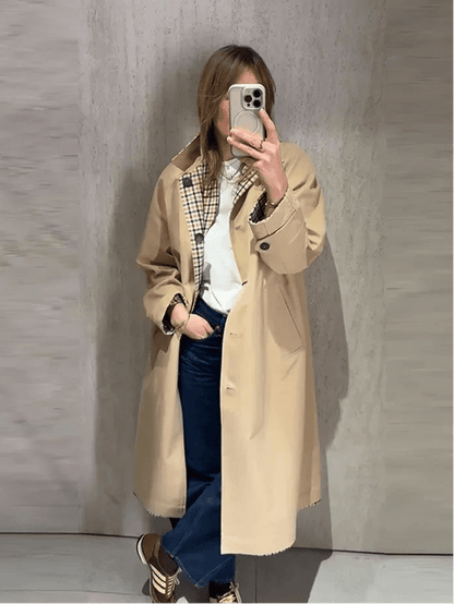 Abrigo largo Florence reversible de cuadros