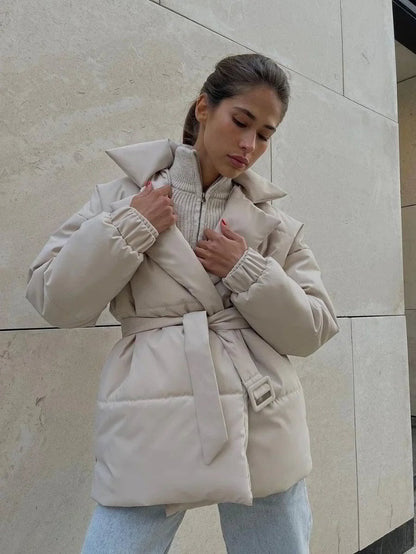 Chaqueta acolchada con cinturón Jaime