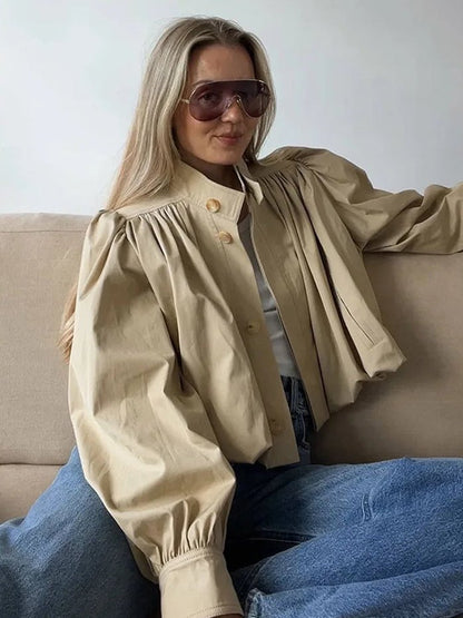 Chaqueta Jenna de corte holgado con pliegues