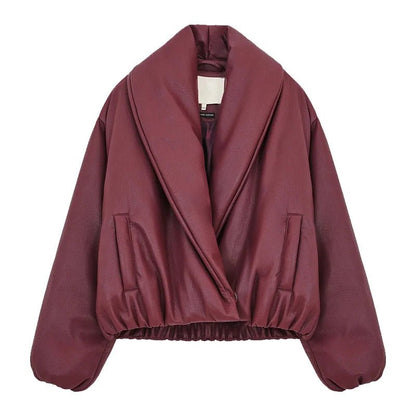 Chaqueta de cuero sintético con solapa Lara