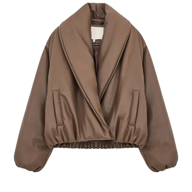 Chaqueta de cuero sintético con solapa Lara