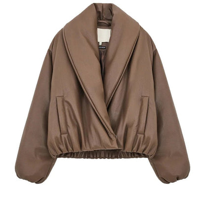 Chaqueta de cuero sintético con solapa Lara