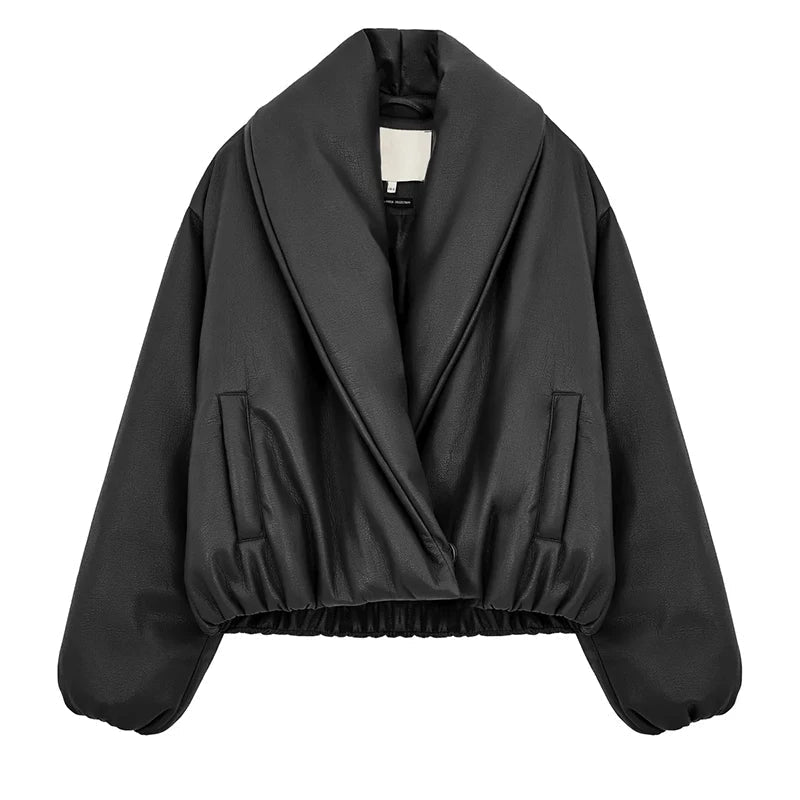 Chaqueta de cuero sintético con solapa Lara
