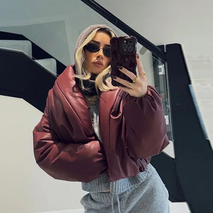 Chaqueta de cuero sintético con solapa Lara