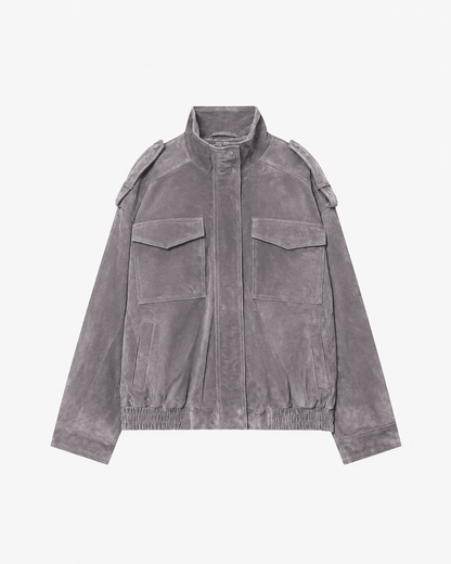 Marianne High Neck Suede Pocket Jacket