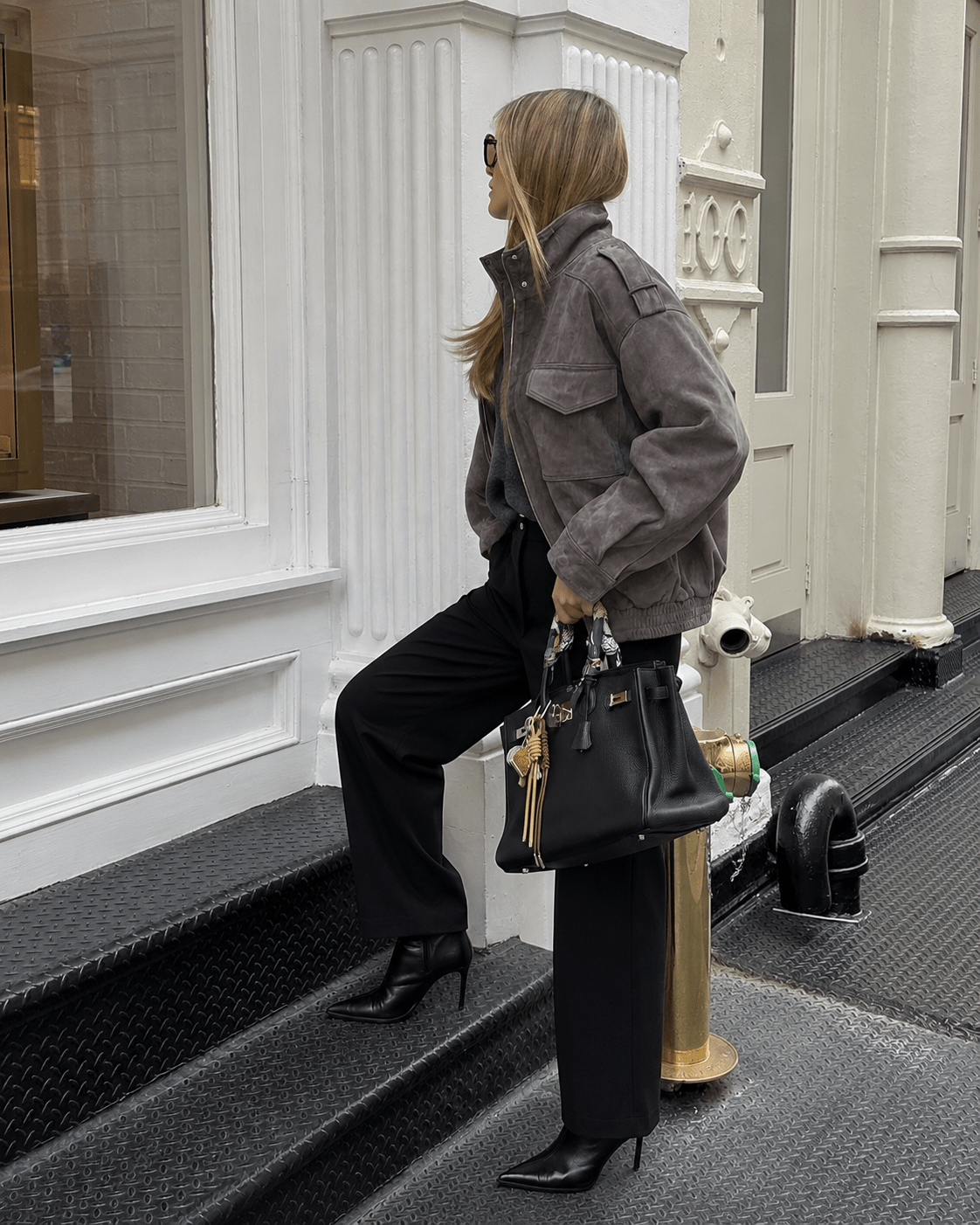 Marianne High Neck Suede Pocket Jacket