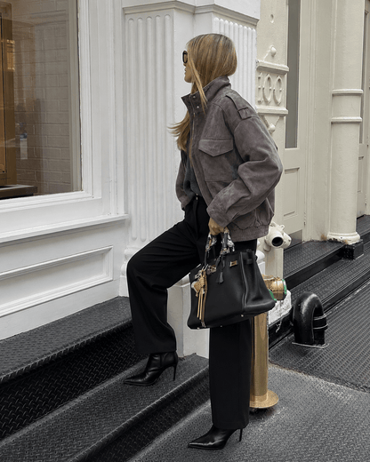 Marianne High Neck Suede Pocket Jacket