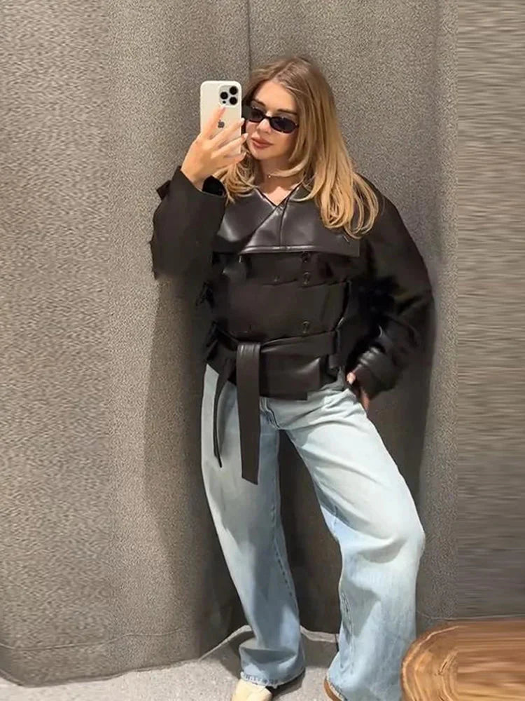 Chaqueta de cuero sintético Nina
