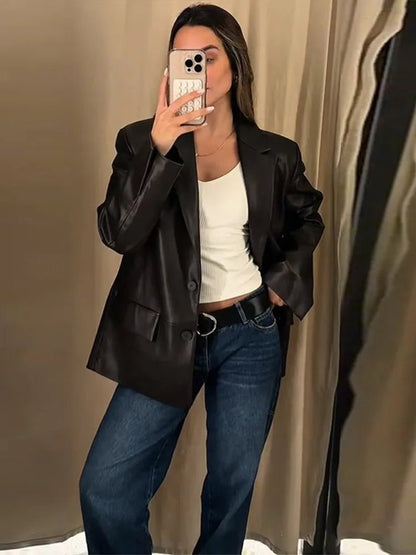 Blazer de cuero vegano Ryza