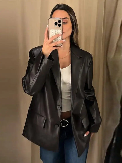 Blazer de cuero vegano Ryza