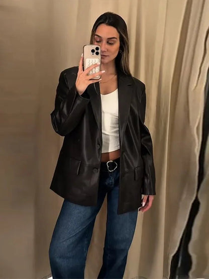 Blazer de cuero vegano Ryza
