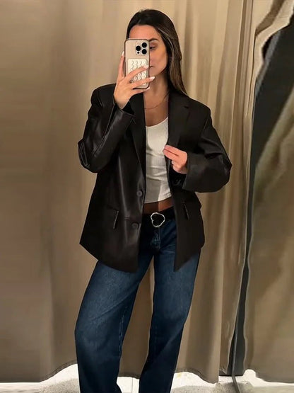 Blazer de cuero vegano Ryza