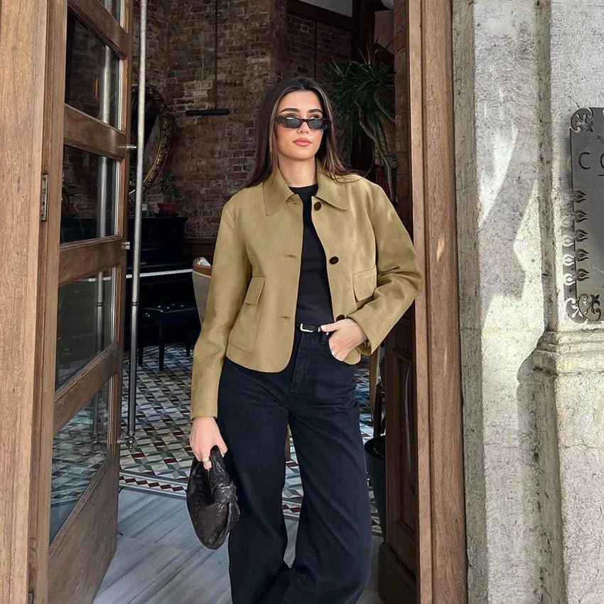 Chaqueta Sandy de ante sintético con cuello