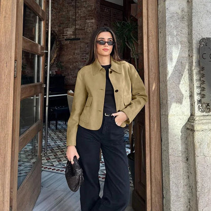 Chaqueta Sandy de ante sintético con cuello