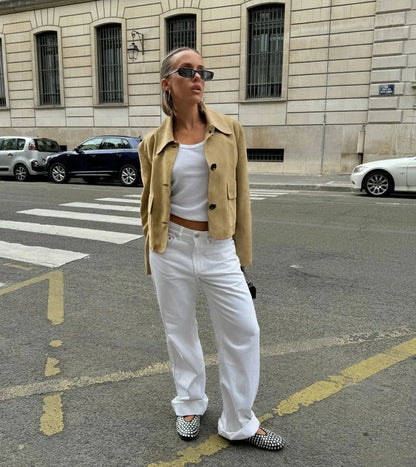Chaqueta Sandy de ante sintético con cuello