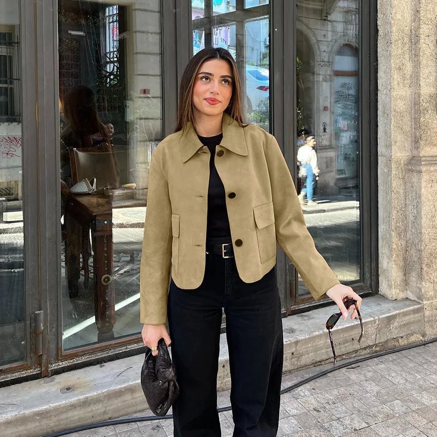 Chaqueta Sandy de ante sintético con cuello