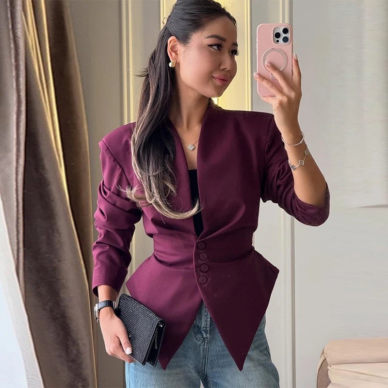Blazer Entallado con Hombros Marcados Tricia
