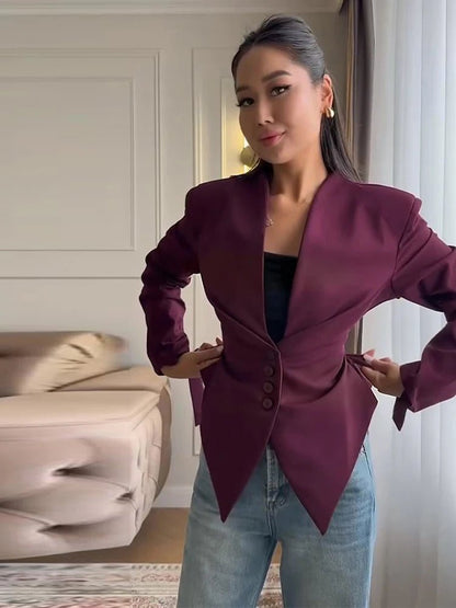 Blazer Entallado con Hombros Marcados Tricia