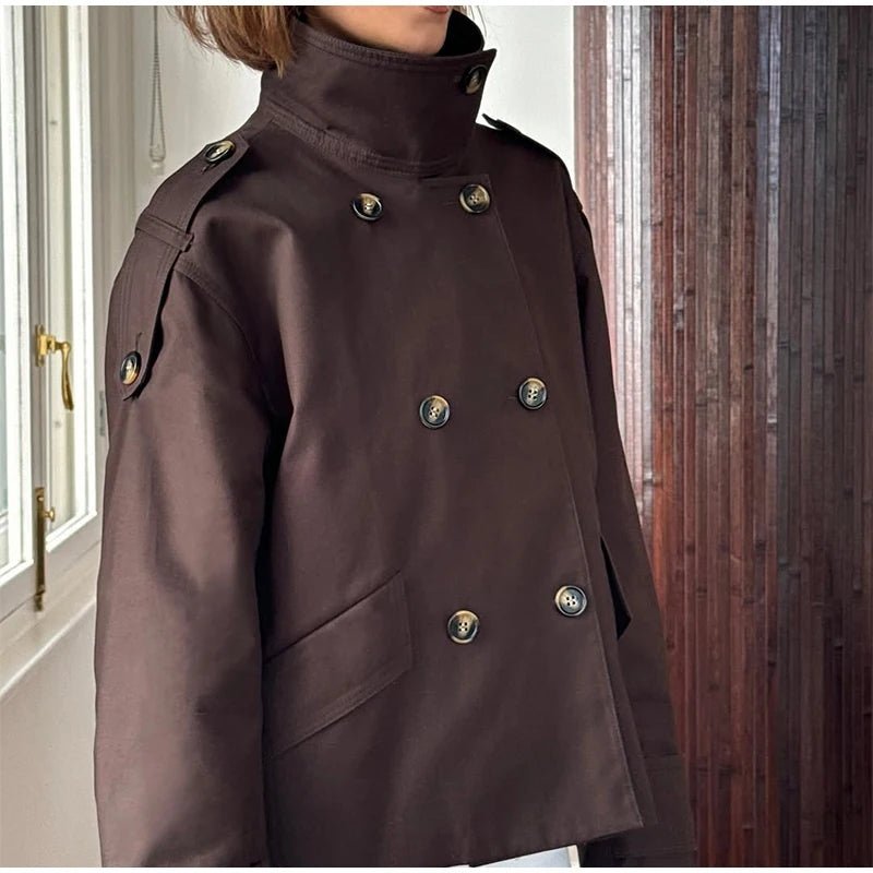 Lucy abrigo trench corto con cuello de pie