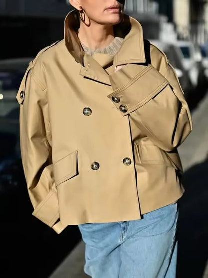 Lucy abrigo trench corto con cuello de pie
